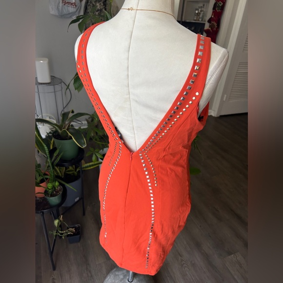 🧡BEBE Addiction L Studded Orange Bodycon Dress 🧡 - Picture 5 of 9